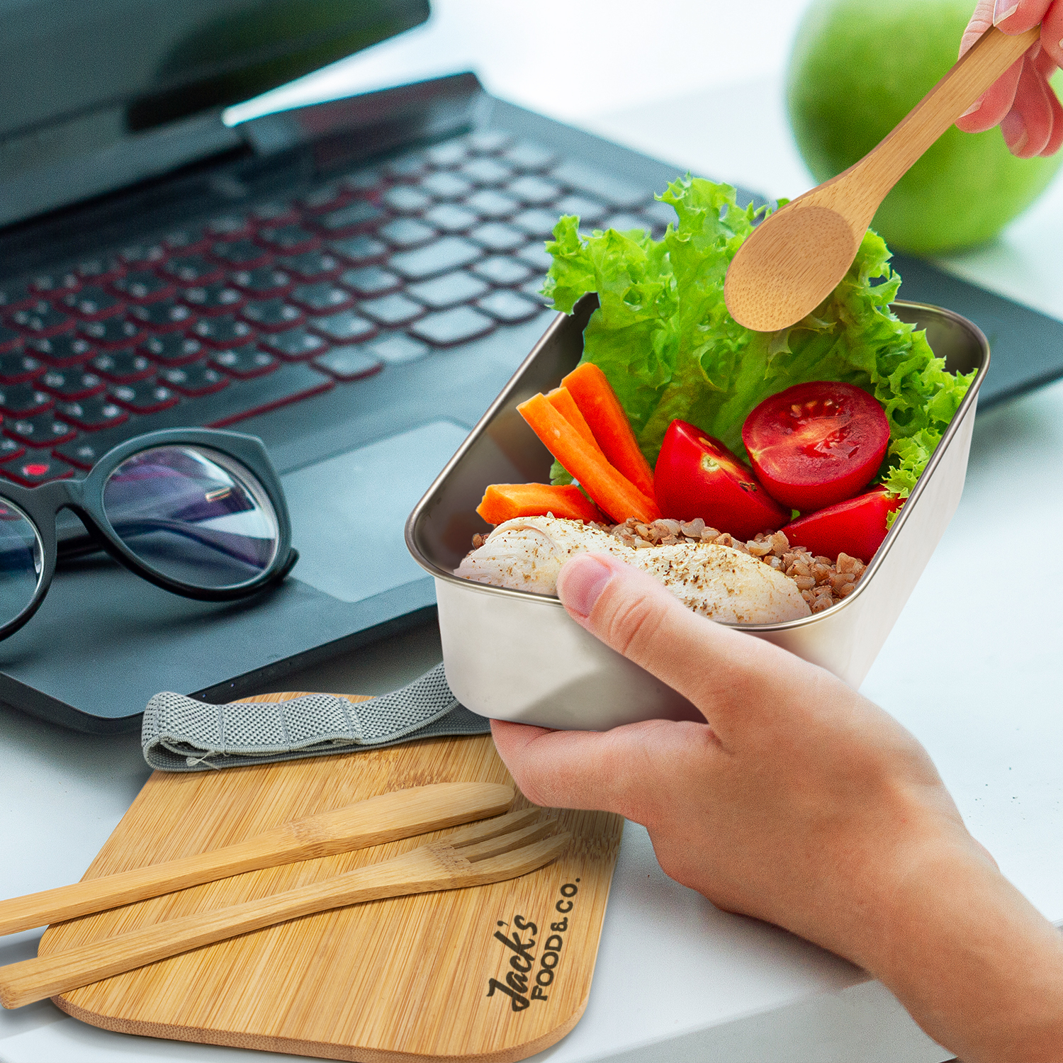 Stainless Steel Lunch Box with Cutlery - Image 5