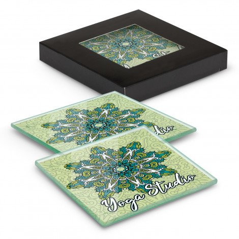 Venice Glass Coaster - Set of 2 - Square - Full Colour