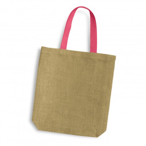 Thera Jute Tote Bag - Coloured Handles - Image 3