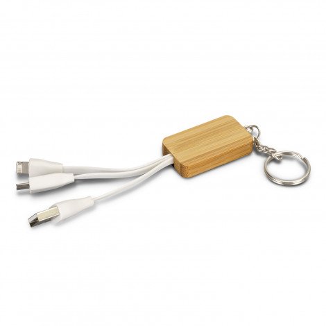 Bamboo Charging Cable Key Ring - Rectangle - Image 2