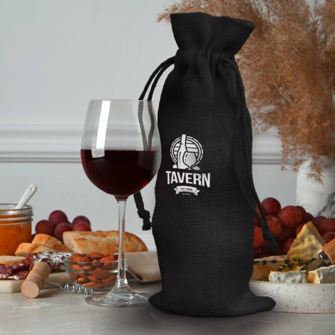 Jute Wine Drawstring Bag - Image 3