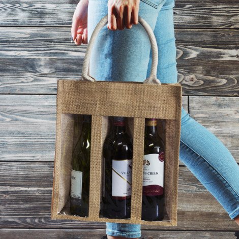 Serena Jute Triple Wine Carrier - Image 4