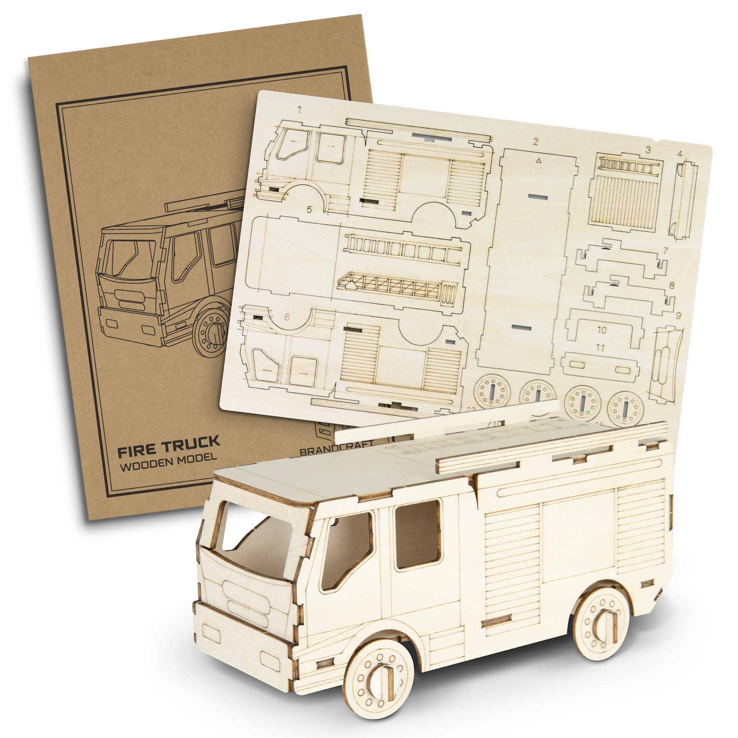 BRANDCRAFT Fire Truck Wooden Model - Image 2