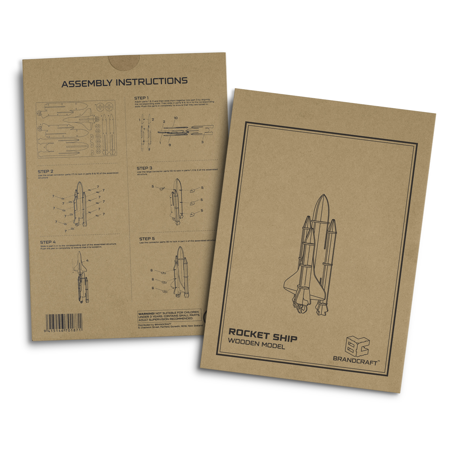 BRANDCRAFT Rocket Ship Wooden Model - Image 5