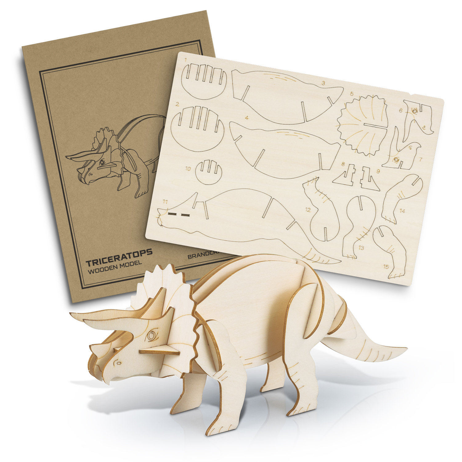 BRANDCRAFT Triceratops Wooden Model - Image 2