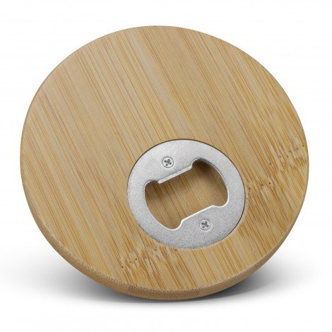Bamboo Bottle Opener Coaster - Round - Image 3