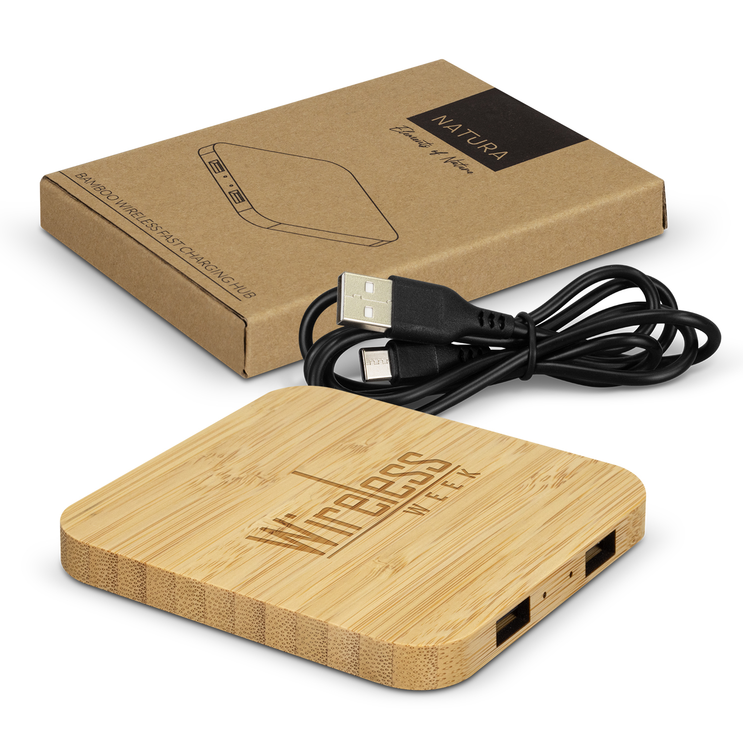 NATURA Bamboo Wireless Fast Charging Hub - Image 2