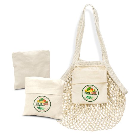 Cotton Mesh Foldaway Tote Bag - Small - Image 3