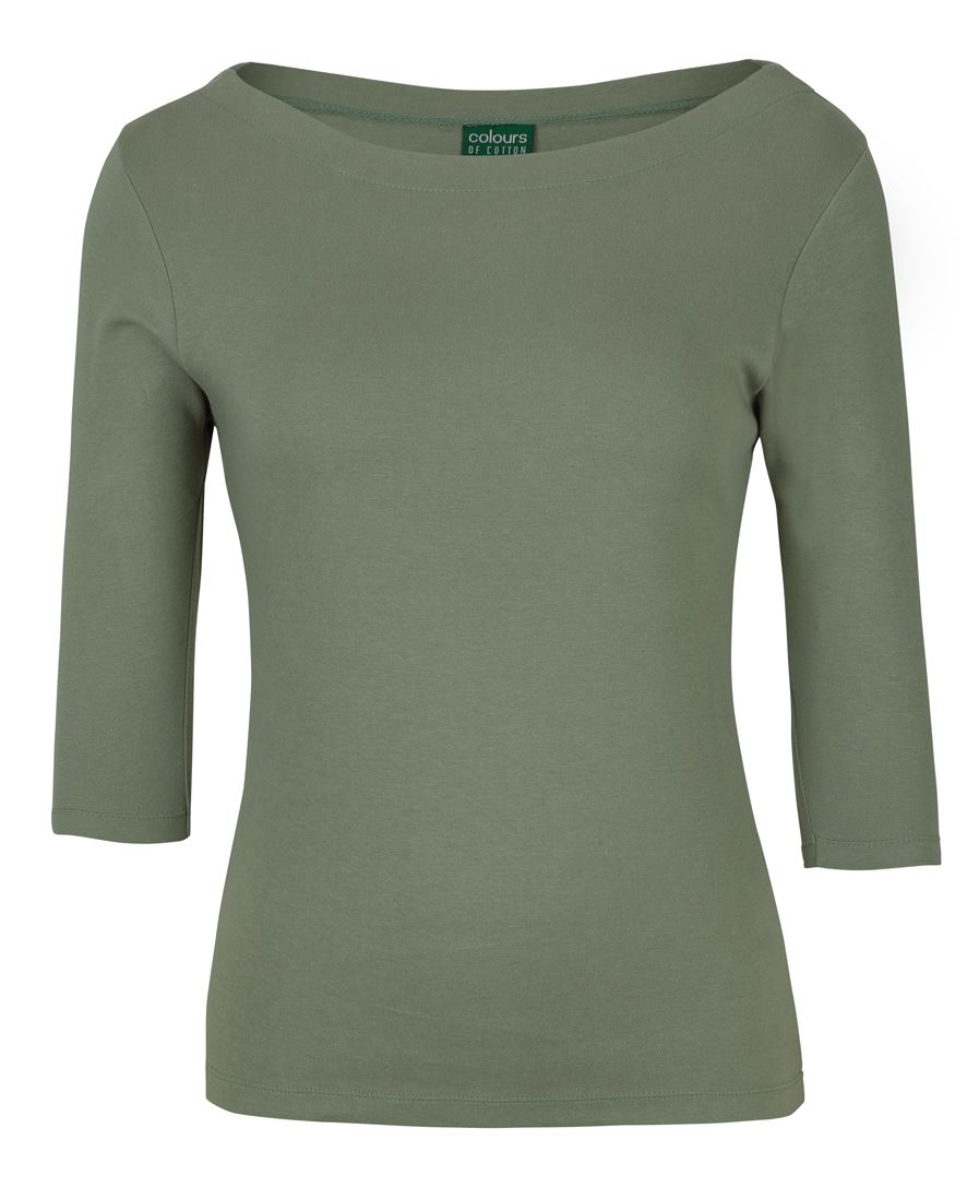 C of C LADIES 3/4 SLEEVE BOAT NECK TEE SAGE
