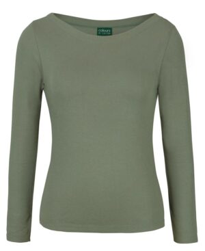 C of C LADIES L/S BOAT NECK TEE SAGE