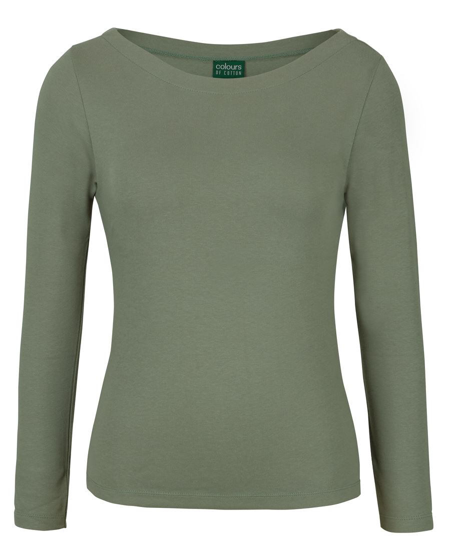 C of C LADIES L/S BOAT NECK TEE SAGE