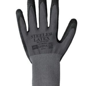 JB's STEELER CRINKLE LATEX GLOVE (12PK) GREY/BLACK-S