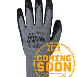 JB's NITRILE GRIPPER GLOVE (12PK) GREY/BLACK-S-07