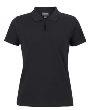 C of C LADIES COTTON S/S STRETCH POLO BLACK