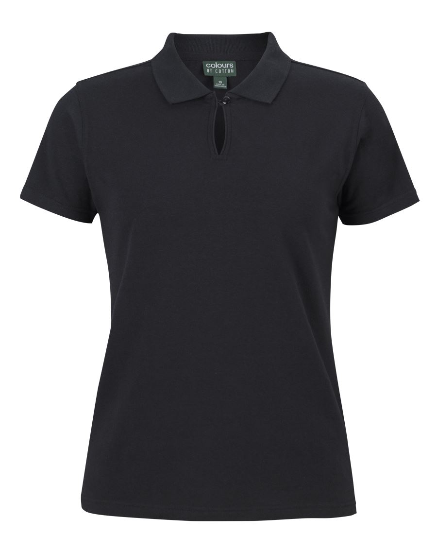 C of C LADIES COTTON S/S STRETCH POLO BLACK