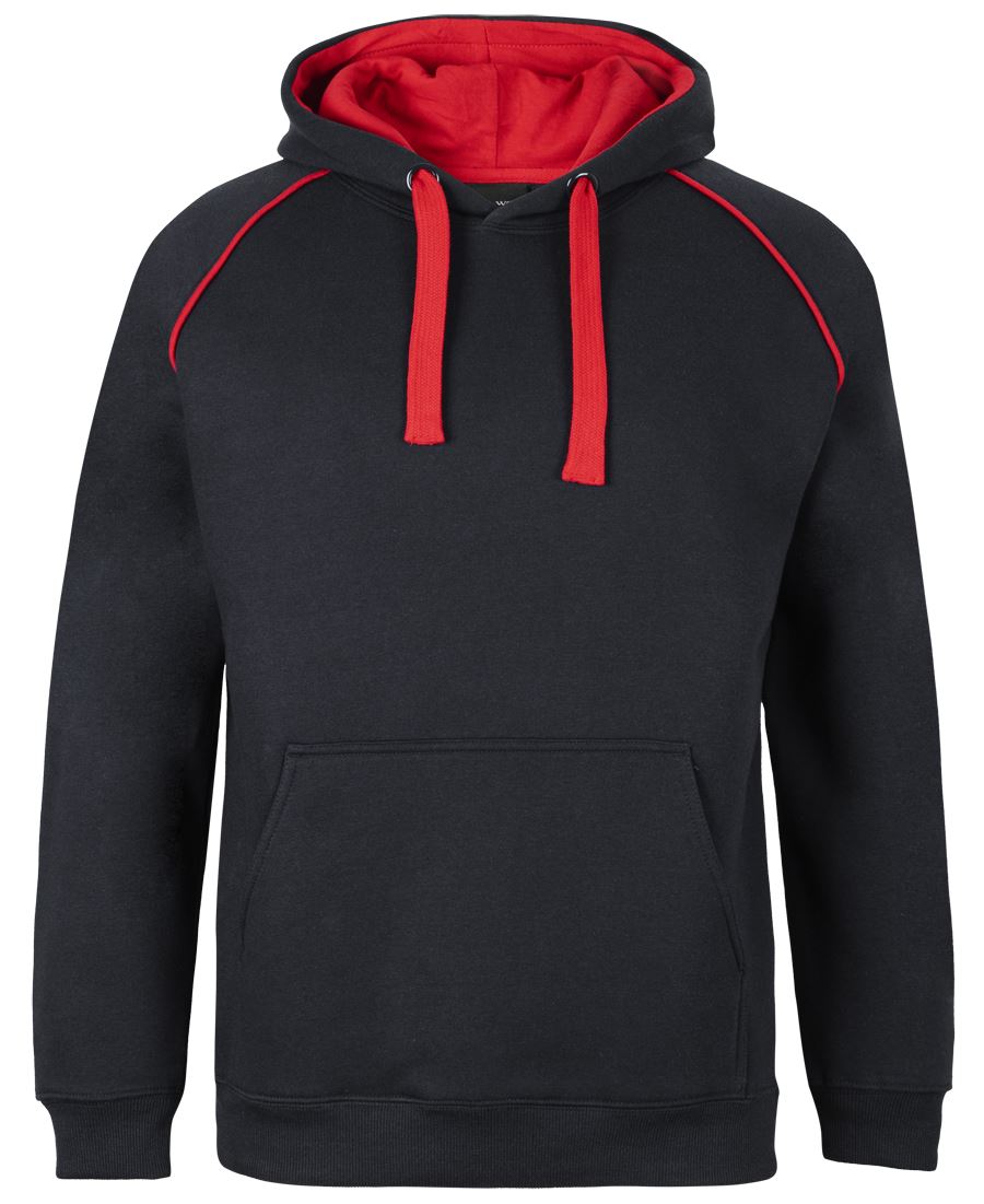JB's CONTRAST FLEECY HOODIE BLACK/RED
