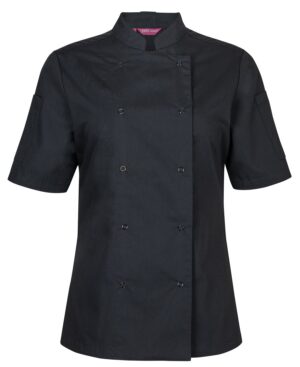 JB's LADIES S/S SNAP BUTTON CHEFS JACKET BLACK
