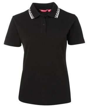 JB's LADIES CHEF POLO BLACK/WHITE