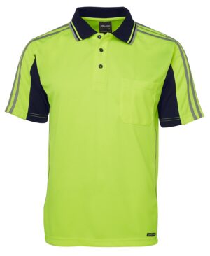 JB's HV 4602.1 S/S ARM TAPE POLO LIME/NAVY-2XS