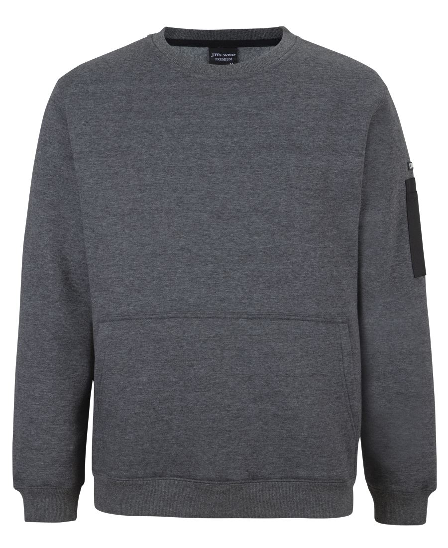 JB's 350 PREMIUM TRADE CREW NECK FLEECE CHAR MARLE/BLACK-2XS