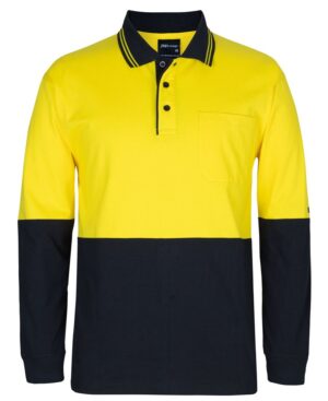 JB's HV L/S COTTON POLO YELLOW/BLACK -2XS