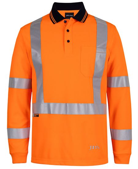 JB'S HI VIS L/S NSW/QLD RAIL BIOMOTION X-BACK POLO - Image 2