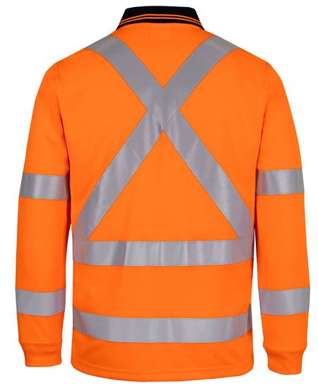 JB'S HI VIS L/S NSW/QLD RAIL BIOMOTION X-BACK POLO - Image 3