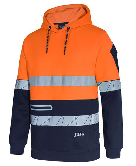 JB'S 450G HI VIS PULL OVER HOODIE WITH FRAGMENTED TAPE