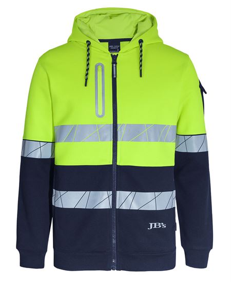 JB'S 450G HI VIS FULL ZIP HOODIE WITH FRAGMENTED TAPE - Image 2
