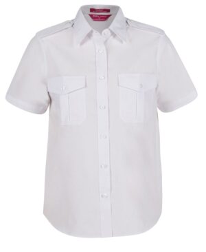 JB's LADIES S/S EPAULETTE SHIRT WHITE