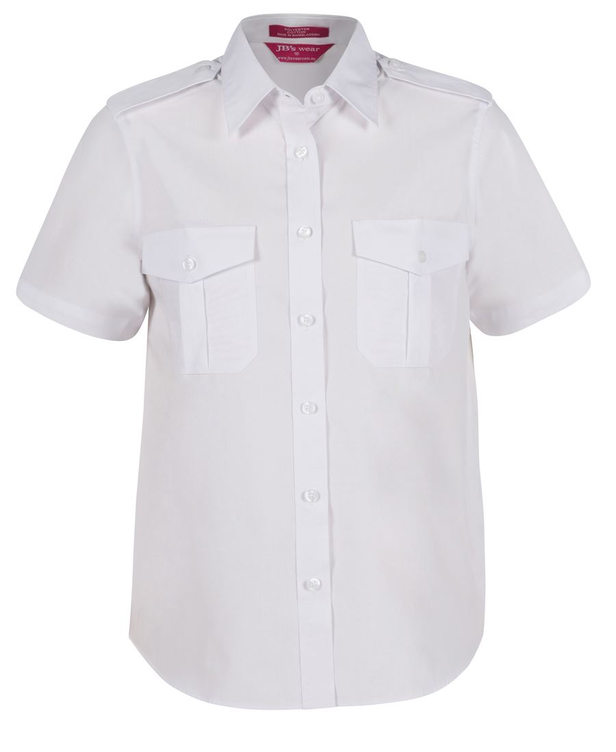 JB's LADIES S/S EPAULETTE SHIRT WHITE