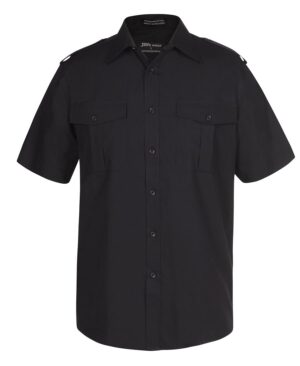 JB's S/S EPAULETTE SHIRT BLACK- XS