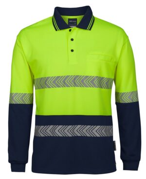 JB's HV L/S SEGMENTED TAPE POLO LIME/NAVY - XS