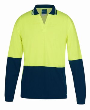 JB's HV 4602.1 L/S NON BUTTON POLO LIME/NAVY - 2XS