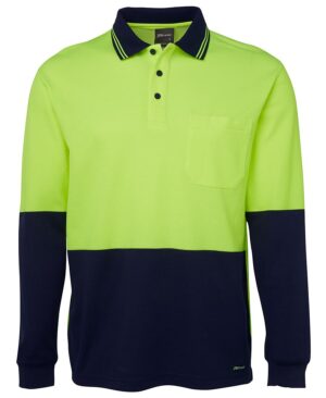 JB's HV L/S COTTON BACK POLO LIME/NAVY-2XS