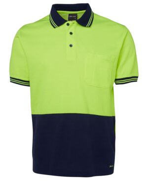 JB's HV S/S COTTON BACK POLO LIME/NAVY-2XS