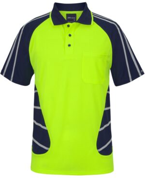 JB's STREET SPIDER POLO W/ REFLECTIVE STRIPE LIME/NAVY-2XS