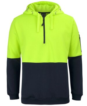 JB's HV 1/2 ZIP FLEECY HOODIE LIME/NAVY -2XS