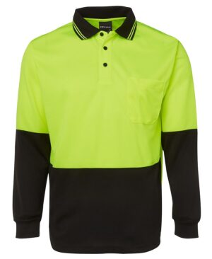 JB's HV L/S TRAD POLO LIME/BLACK -S