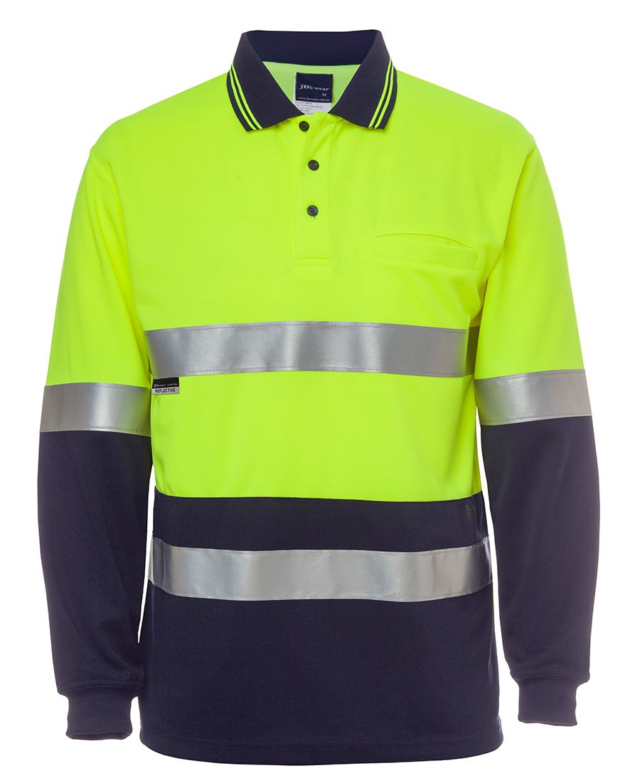 JB's HV L/S (D+N) TRAD POLO LIME/NAVY-2XS