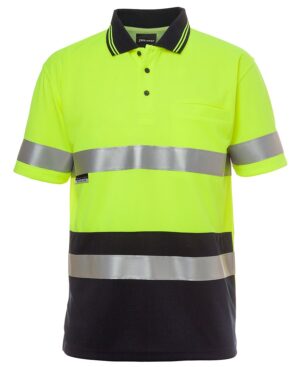 JB's HV S/S NON CUFF (D+N) TRAD POLO LIME/NAVY-S