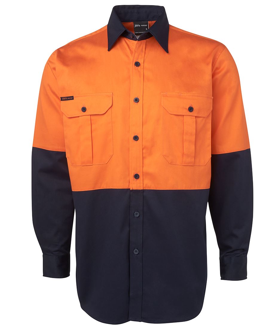 JB's HV L/S 190G SHIRT ORANGE/NAVY-2XS