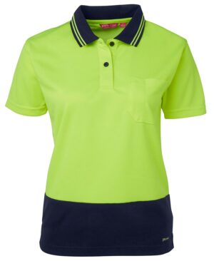 JB's LADIES HV S/S COMFORT POLO LIME/NVY
