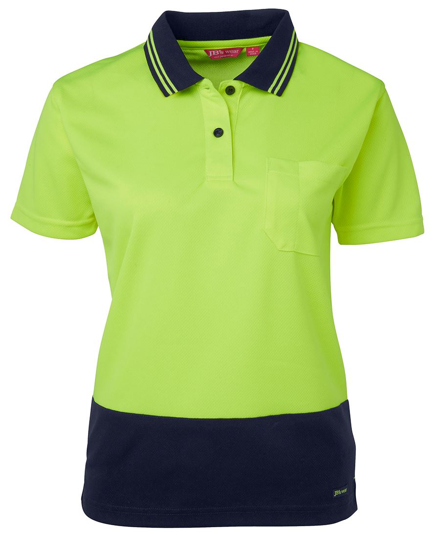 JB's LADIES HV S/S COMFORT POLO LIME/NVY