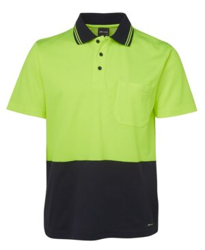 JB's HV NON CUFF S/S COTTON BACK POLO LIME/NAVY-2XS