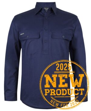 JB's L/S 150G STRETCH CLOSE FRONT WORK SHIRT NAVY - 3XS