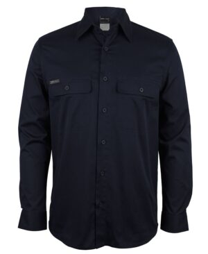 JB's L/S STRETCH WORK SHIRT NAVY - 3XS