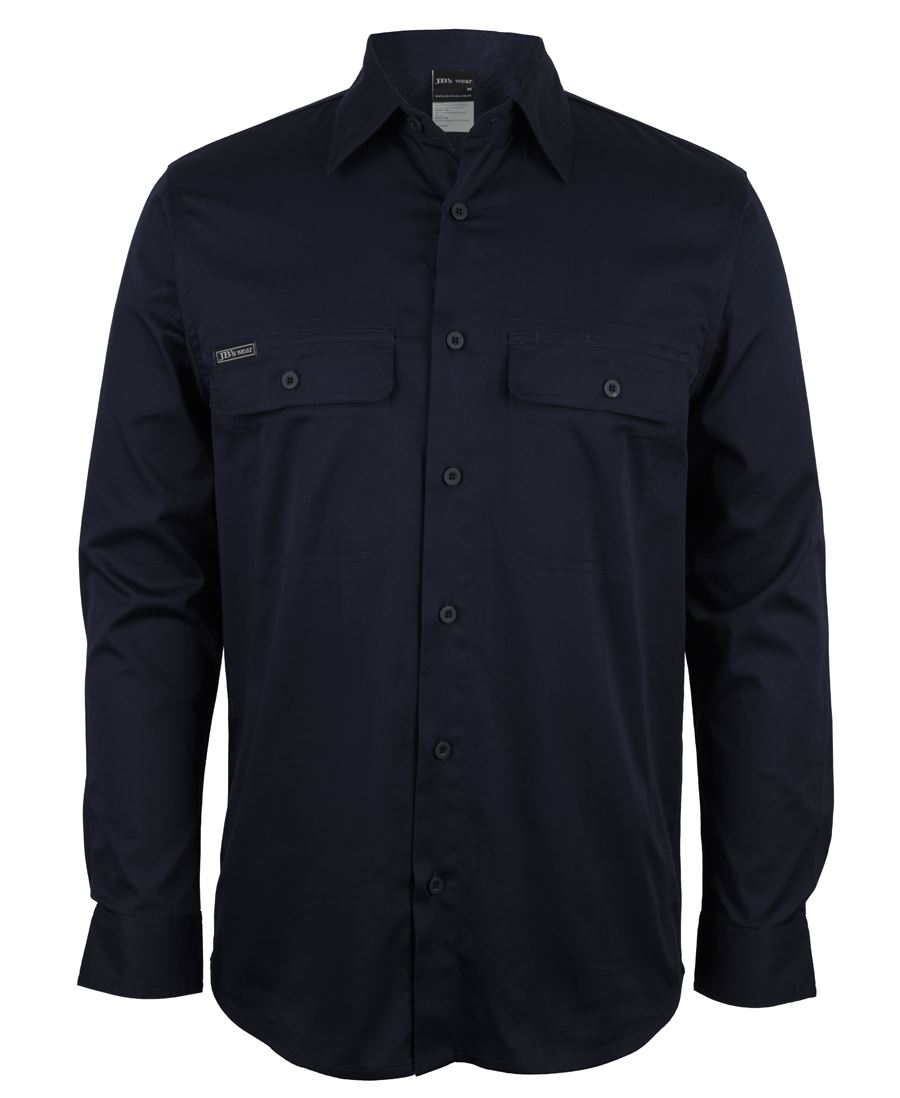 JB's L/S STRETCH WORK SHIRT NAVY - 3XS
