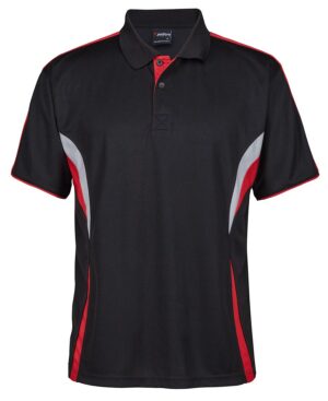 PODIUM COOL POLO BLACK/RED/GREY -3XS