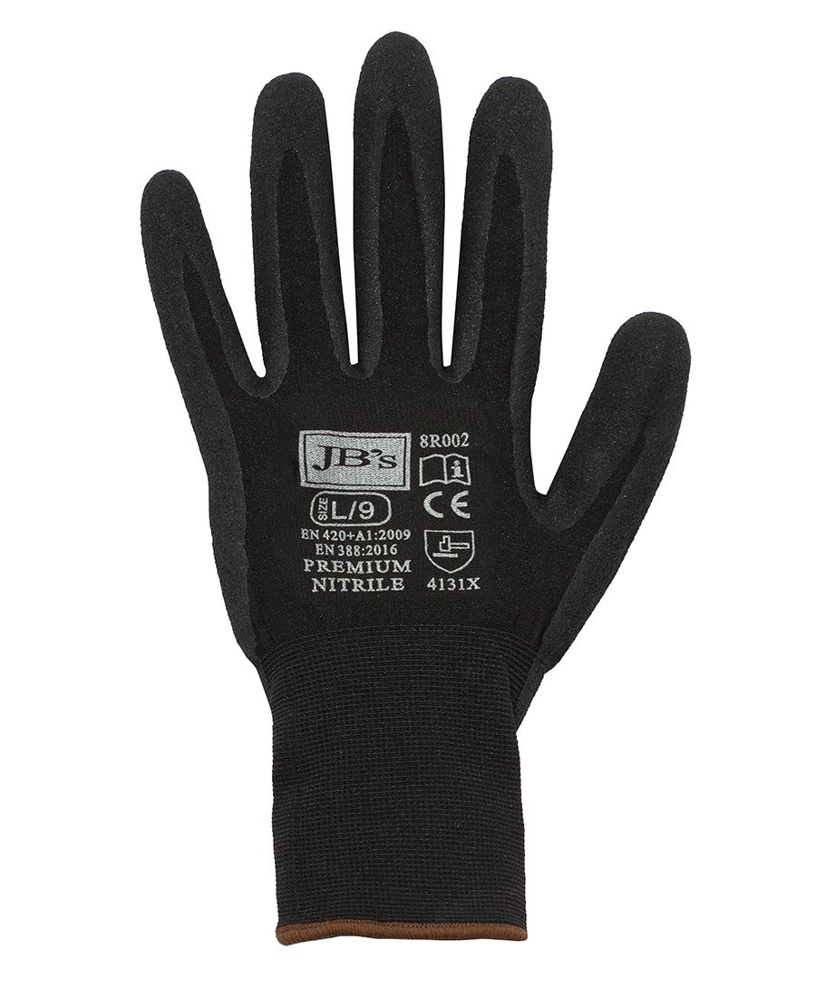JB's PREMIUM BLACK NITRILE BRTHABLE GLOVE (12 PK) - S